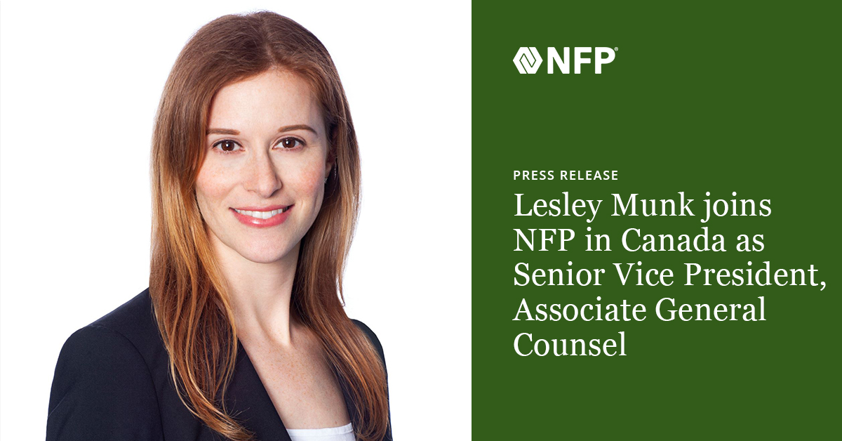 NFP Welcomes Lesley Munk as SVP, Associate General Counsel, in Canada